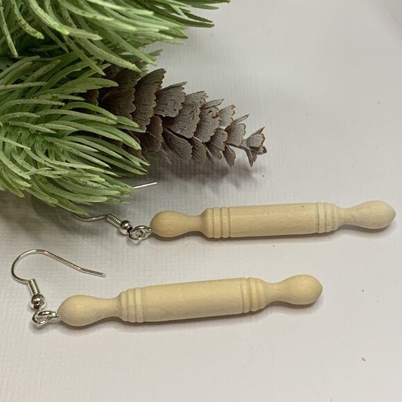 Rolling Pin Earrings, Cooking Earrings, Chef Earrings, Funny Food Earrings, Gift - Picture 1 of 6